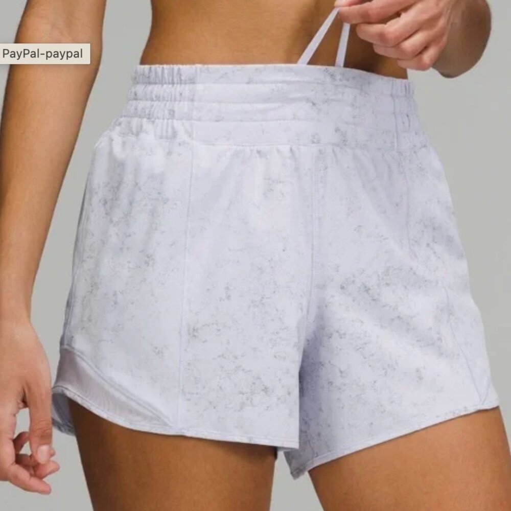 Lululemon Hotty Hot High-Rise Lined Short 4” - Gravel Dust Pastel Blue Multi